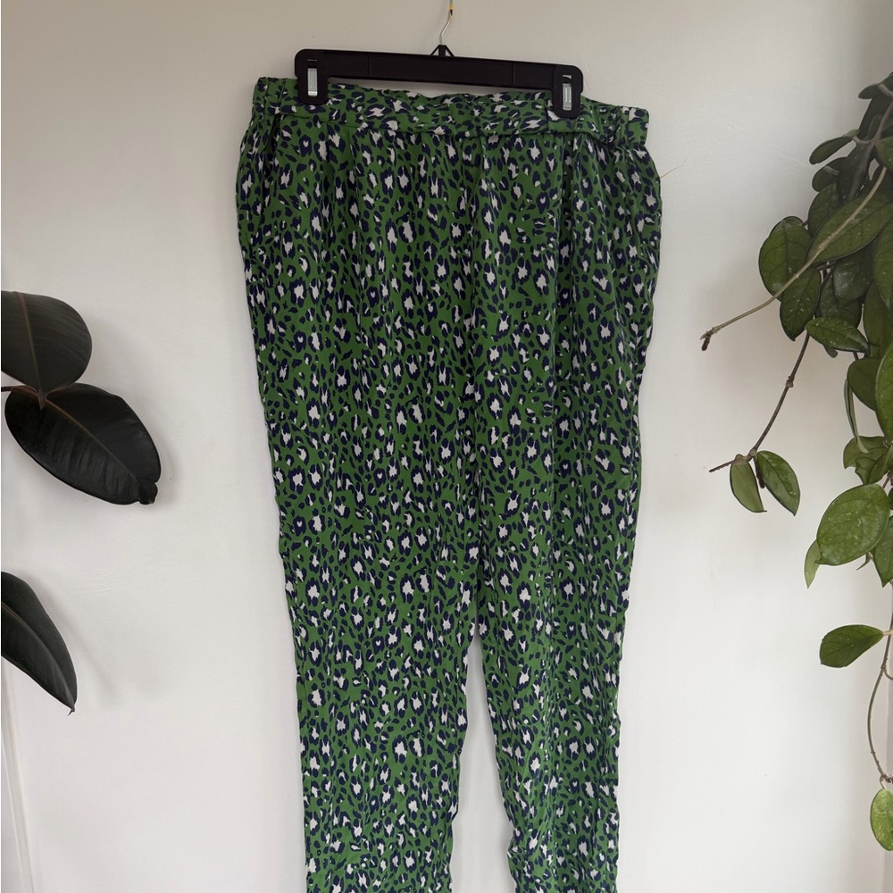 Green Leopard Print Pants